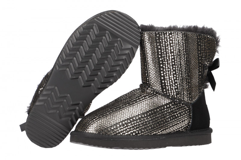 Oog Stiefel schwarz silber Schleife Boots