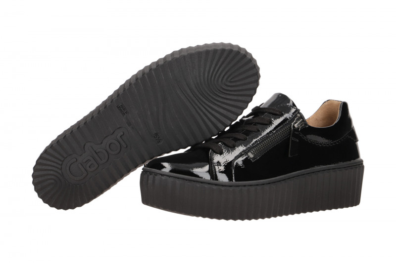 Gabor Schuhe Plateau Sneakers schwarz Lack 73.200.97