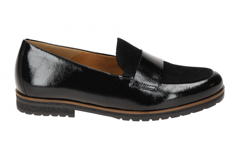 Gabor Florenz Schuhe Slipper schwarz Lack Velour 72.042.37