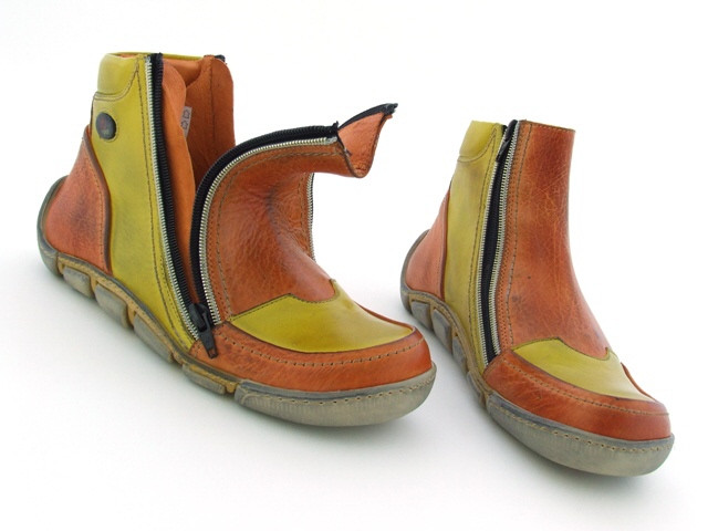 Eject Flight Stiefelette in orange gelb mit Lederfutter E-11661