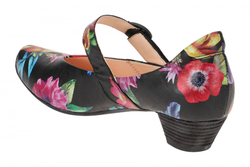 Think Aida 532 Riemchen Pumps schwarz bunte Blumen