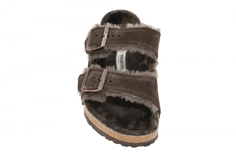 Birkenstock Arizona Shearling Pantolette dunkelbraun Lammfell 1020566