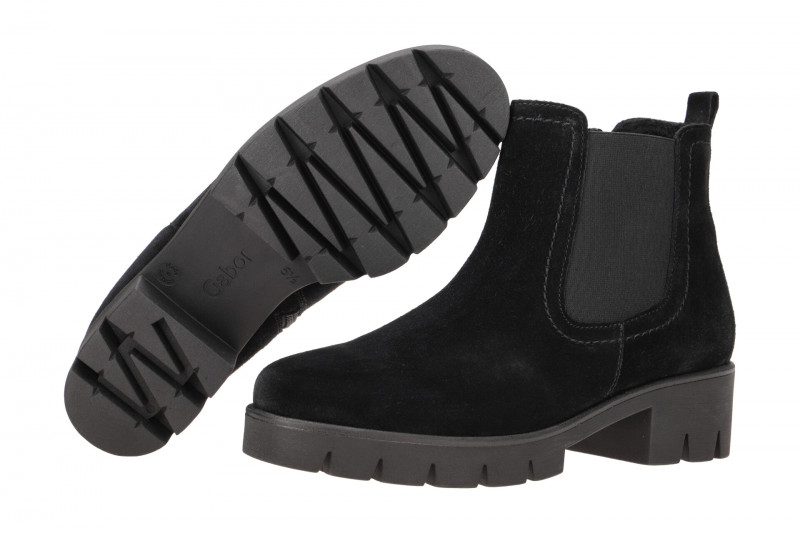 Gabor Stiefelette schwarz Velour 31.710.17