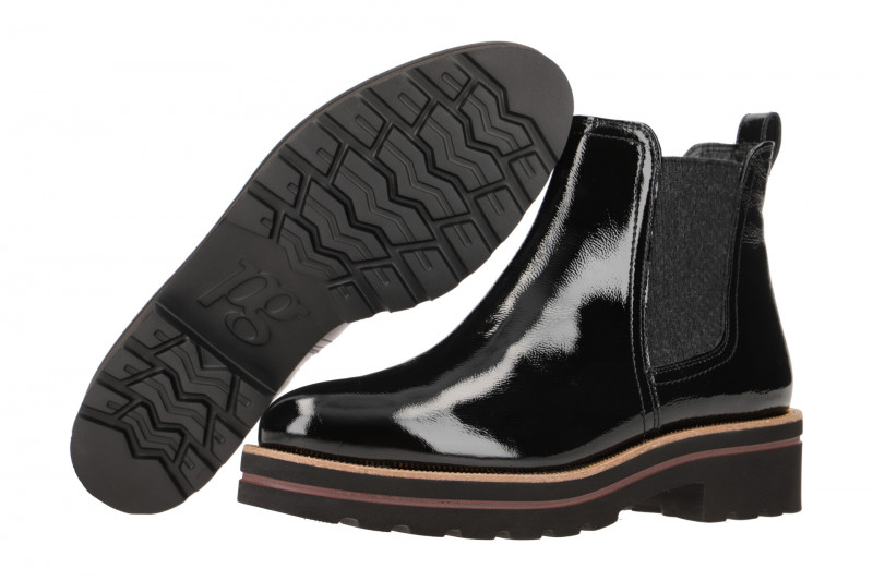 Paul Green Chelsea-Stiefelette schwarz grau Lack 9654