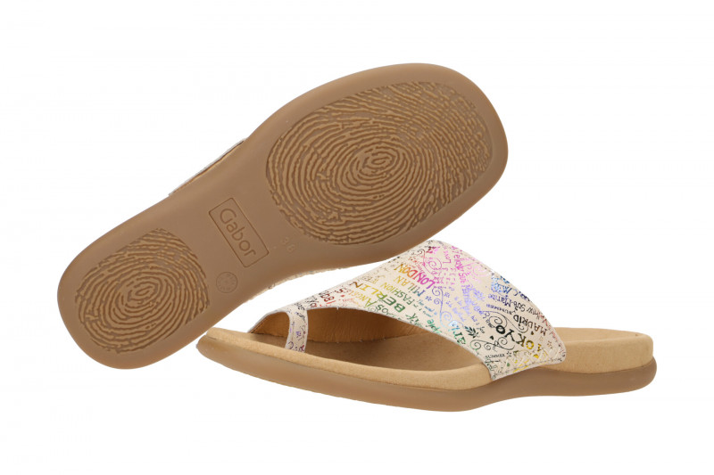 Gabor Zehentrenner Pantolette beige multi letter 23.700.64