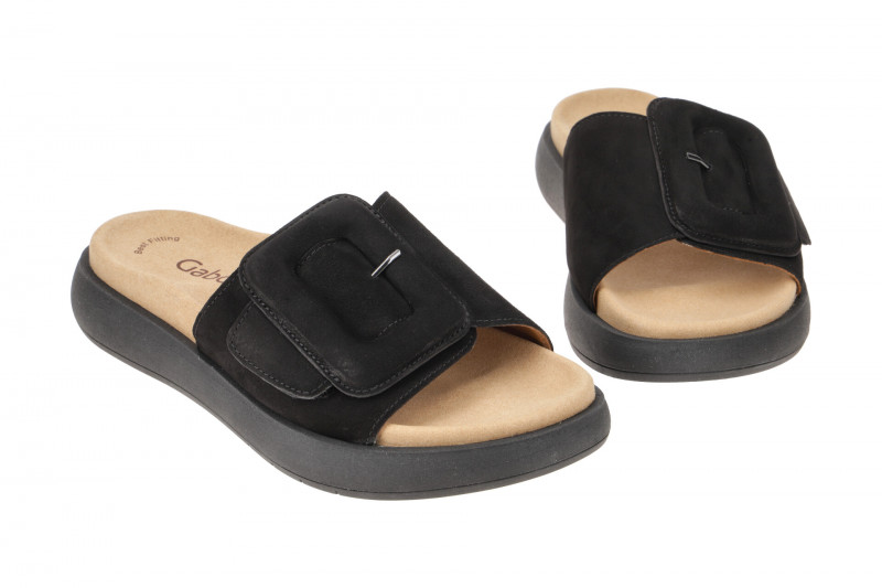 Gabor Plateau Pantolette schwarz Velour 83.751.17