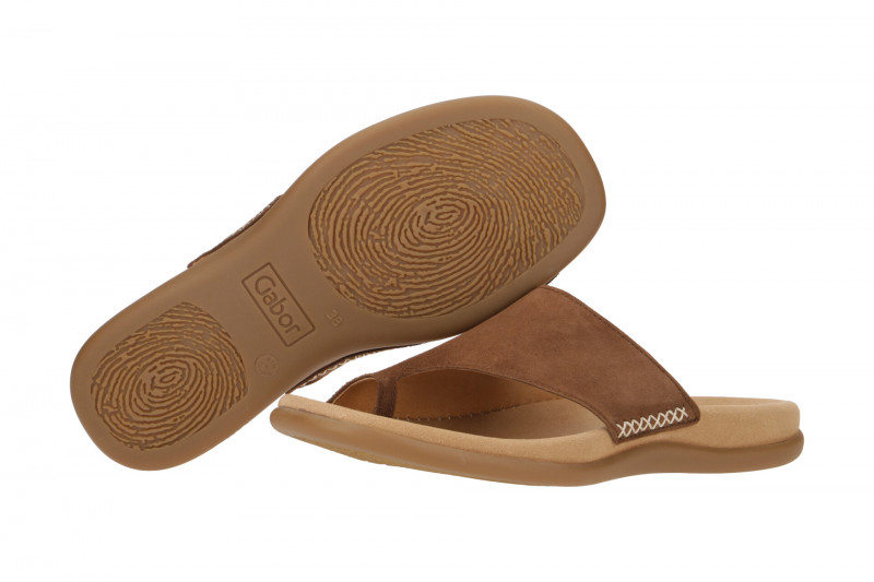 Gabor Zehentrenner Pantolette braun samt