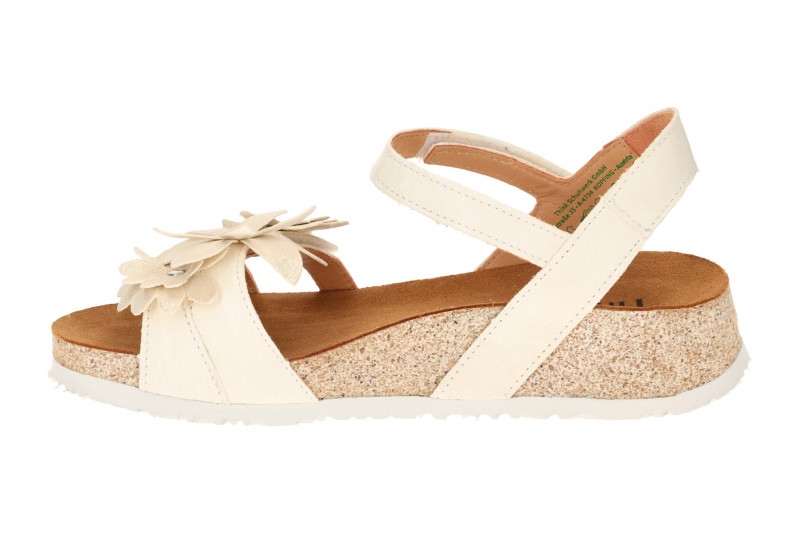 Think Koak Sandale weiß ivory Leder-Blüten 551