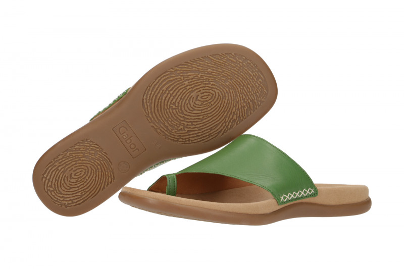 Gabor Pantolette grün Nappa Zehentrenner