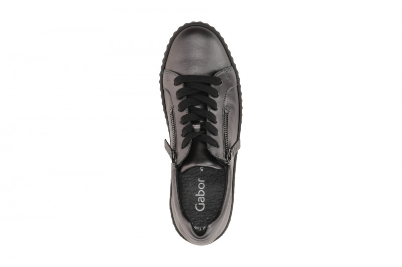 Gabor Schuhe grau Plateau Sneakers seidenmatt 53.200.69