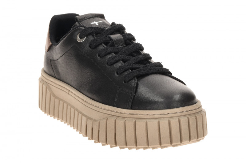 Tamaris Schuhe Plateau Sneaker schwarz gold 23702