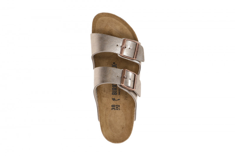 Birkenstock Arizona Pantolette taupe braun metallic SCHMAL 1029439