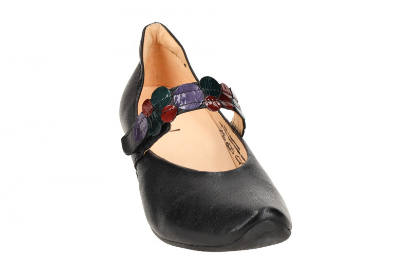 Think Aida Riemchen Pumps schwarz Lack-Punkte