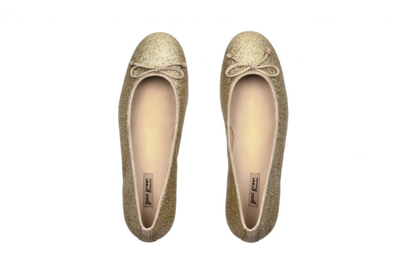 Paul Green Ballerinas 3104-781 in glitter gold