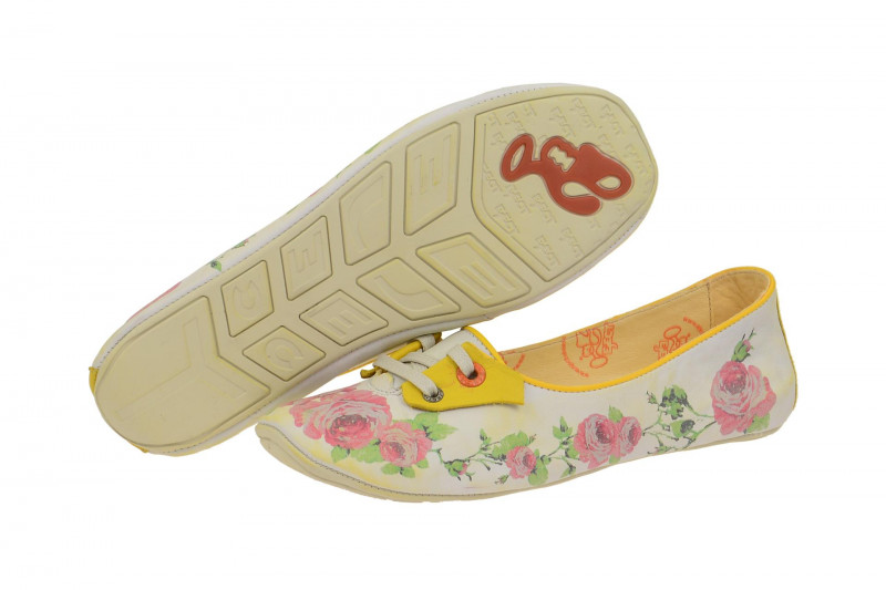 Eject Aura Schuhe weiß gelb Blumen Print