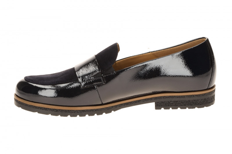 Gabor Schuhe Slipper blau Lack Velour Loafer 4005.01