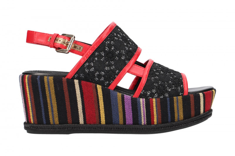 Geox Sakely Plateau Sandale schwarz rot