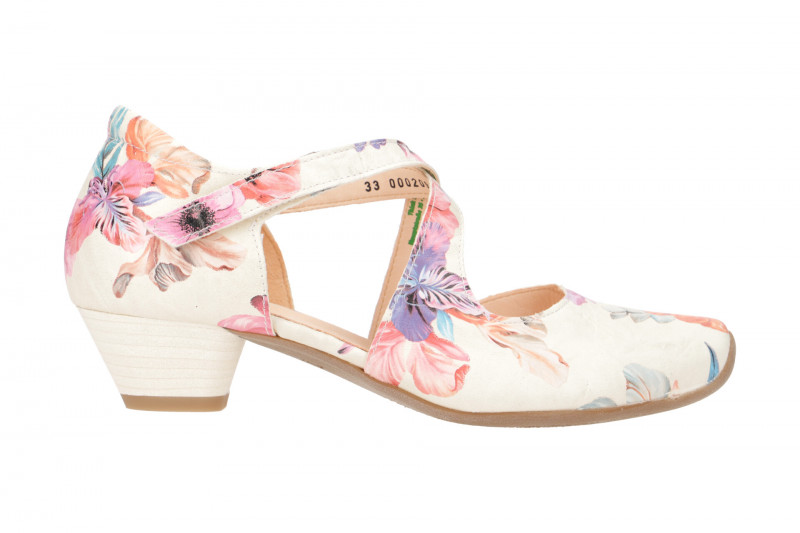 Think Aida Riemchen Pumps weiß pastell Blumen
