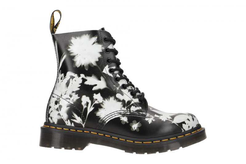 Dr Martens Pascal Stiefel schwarz weiß Blumen 1460