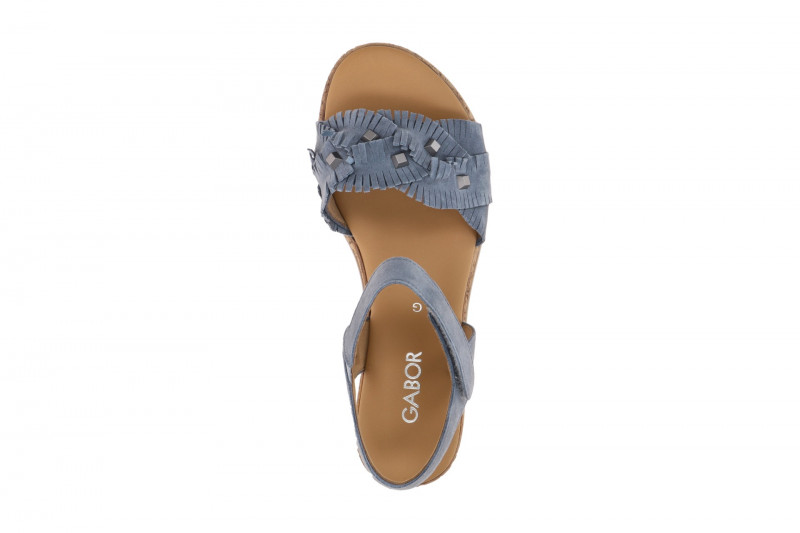Gabor Keil Sandale blau Velour Fransen 82.704.26