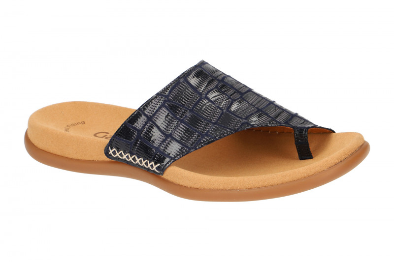 Gabor Zehentrenner Pantolette blau Lack