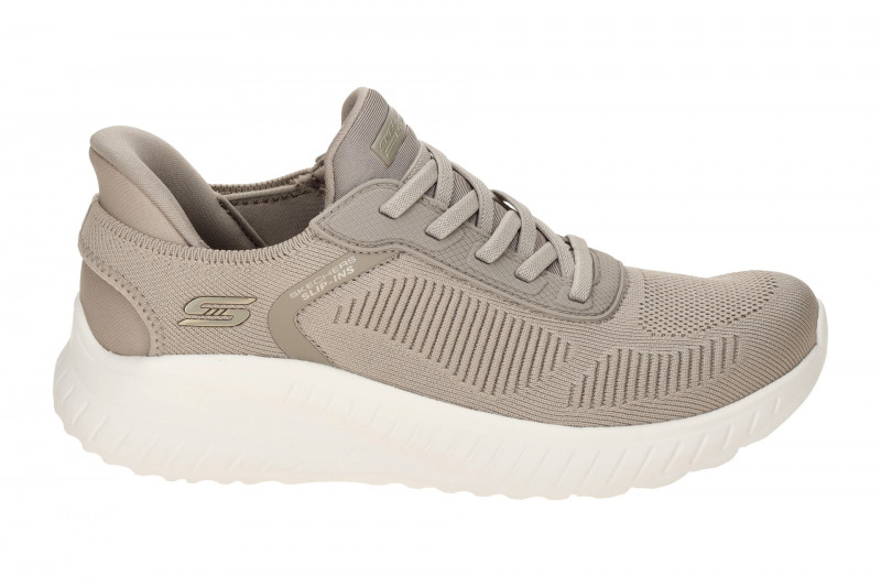 Skechers Bobs Squad Chaos Schuhe grau taupe SLIP-INS 117497