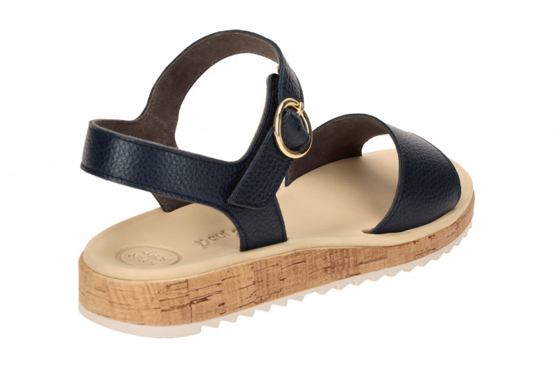 Paul Green Sandale blau Klett genarbtes Leder 7134