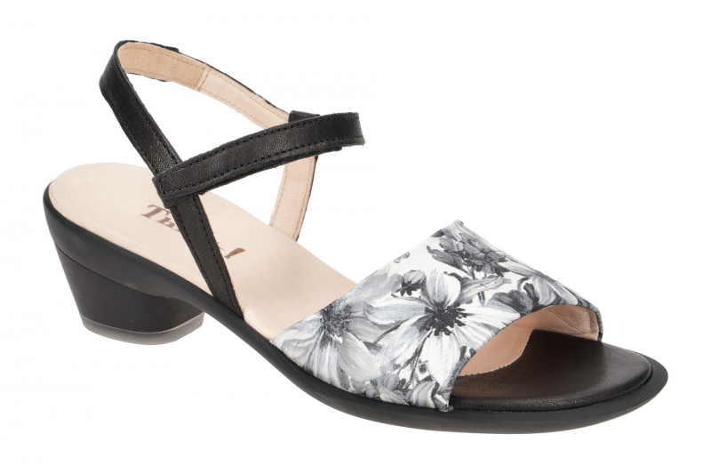 Think Zaza Sandalette schwarz weiß Blumen 596