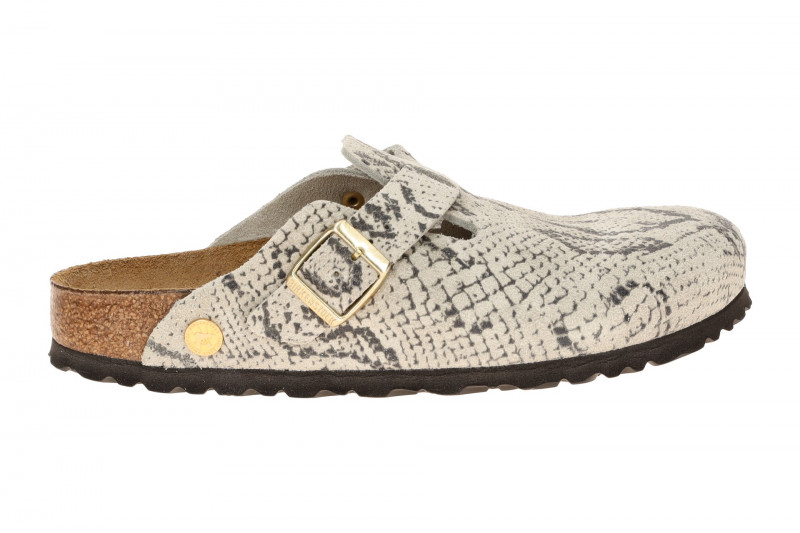 Birkenstock Boston Pantolette grau Snake SCHMAL-WEIT 1033086