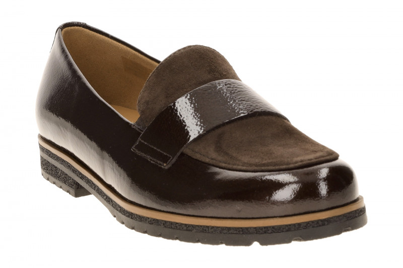 Gabor Schuhe Slipper braun Lack Velour Loafer 4005.01