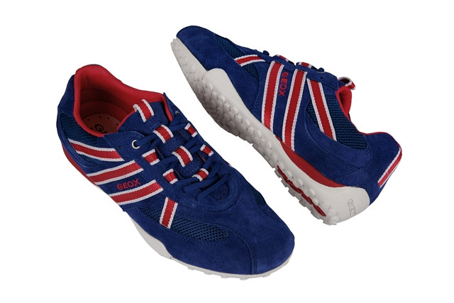 Geox Snake S Schuhe blau rot Velour Sneakers