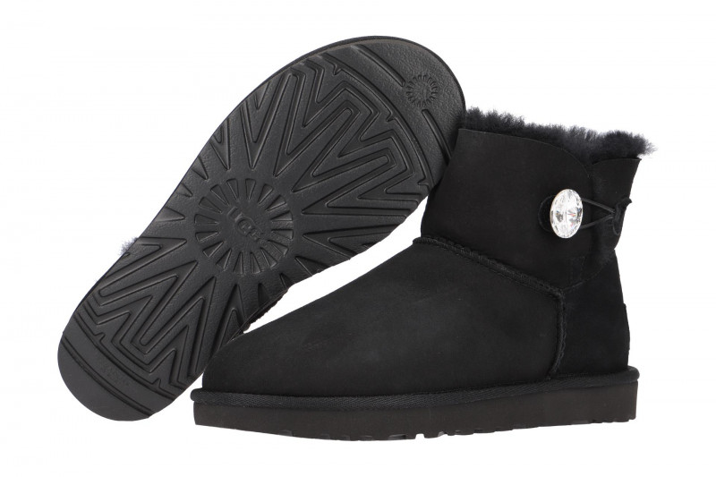 UGG Mini Bailey Button Bling Stiefel schwarz
