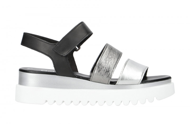 Gabor Plateau Sandale silber schwarz 24.610.61