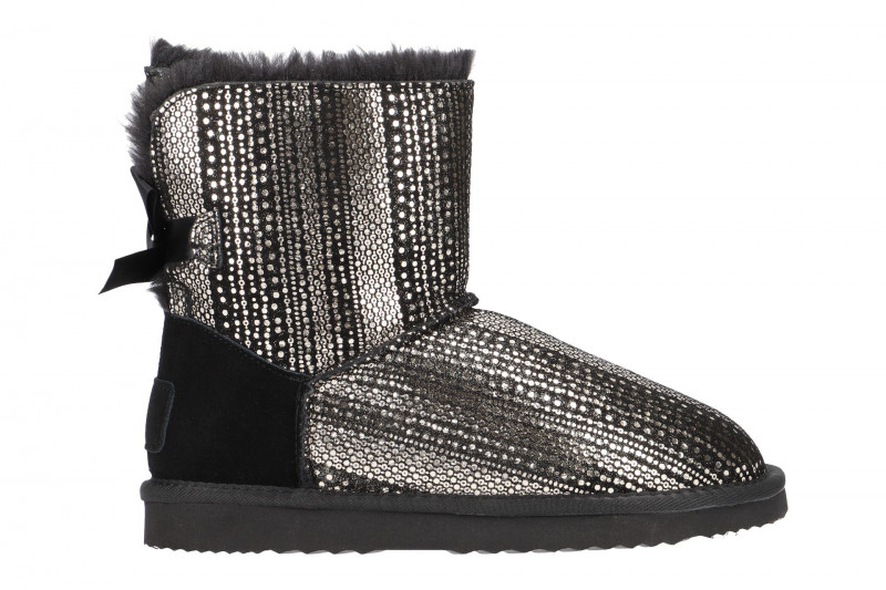 Oog Stiefel schwarz silber Schleife Boots