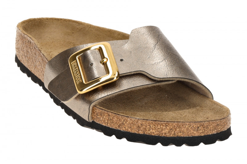 Birkenstock Catalina Cushion Buckle Pantolette grau metallic SCHMAL 1029416