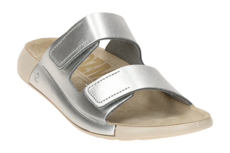 Ecco Cozmo Pantolette silber grau metallic Klett 206823