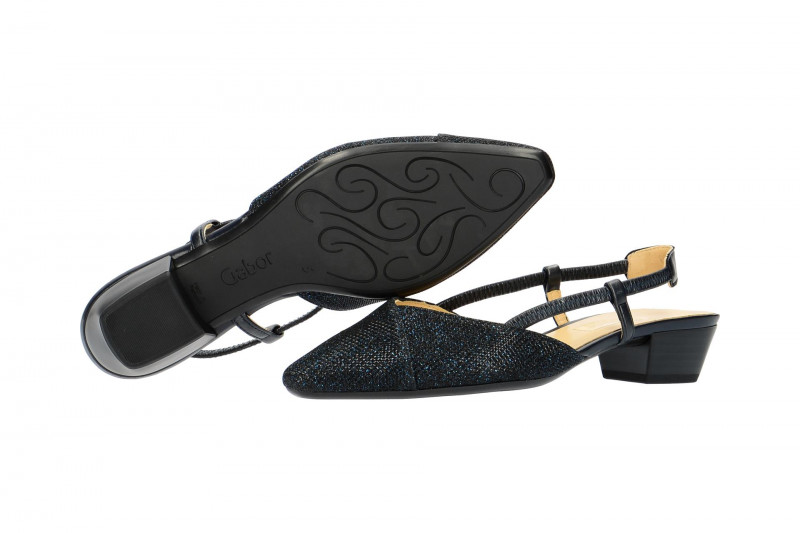 Gabor Glamour Sling Pumps blau Glitter 633