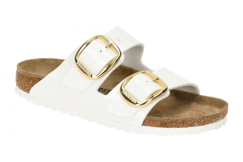 Birkenstock Arizona Big Buckle Pantolette weiß Lack Schmal 1019818