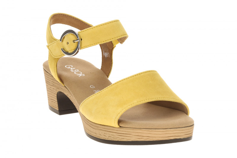 Gabor Plateau Sandalette gelb Velour 82.071.32
