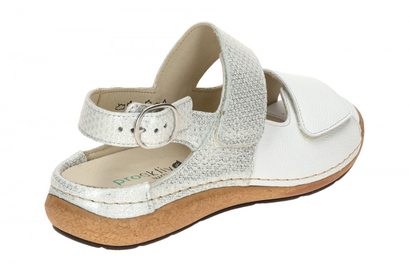 Waldläufer Heliett Sandale weiß silber K-Weite Glitzer 681003