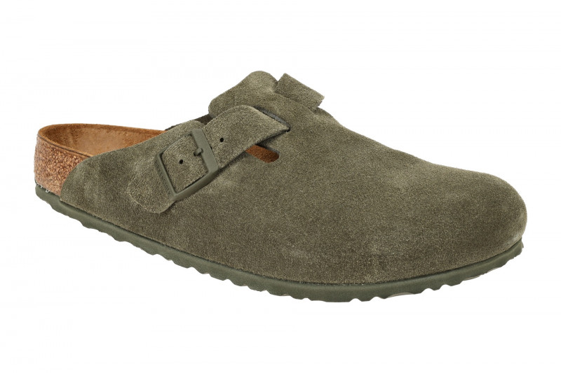 Birkenstock Boston Clogs Pantoletten grün Velour Normal-Weit 1024721