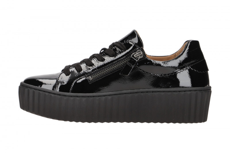 Gabor Schuhe Plateau Sneakers schwarz Lack 73.200.97