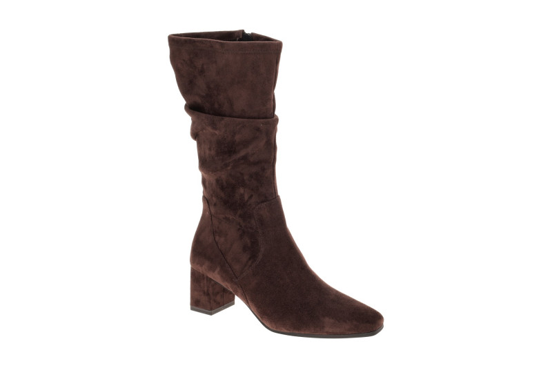 Caprice Stiefel Mid Rise braun Stretch Samt gerafft 25303