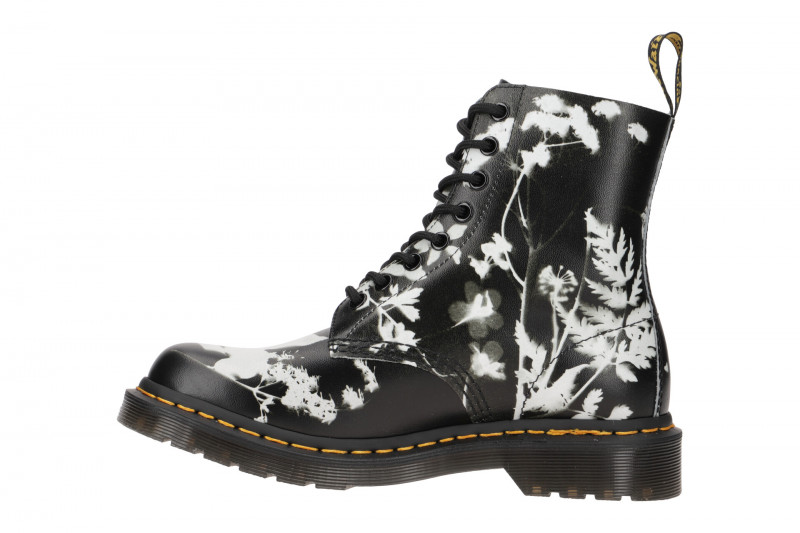 Dr Martens Pascal Stiefel schwarz weiß Blumen 1460