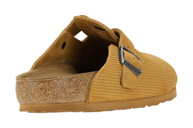 Birkenstock Boston BS Pantolette hellbraun Velour Normal-Weit 1025647