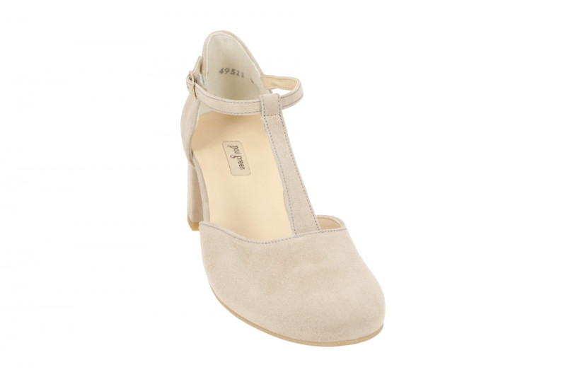 Paul Green T-Steg Pumps beige Samt Velour 3807