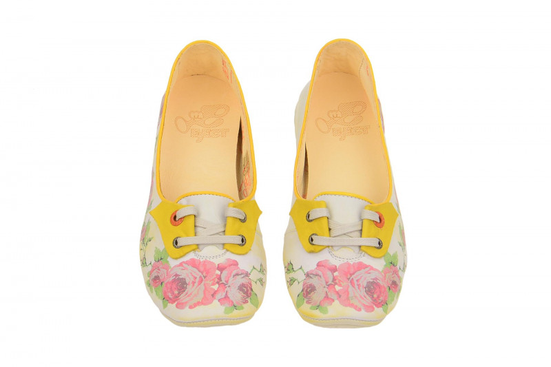 Eject Aura Schuhe weiß gelb Blumen Print