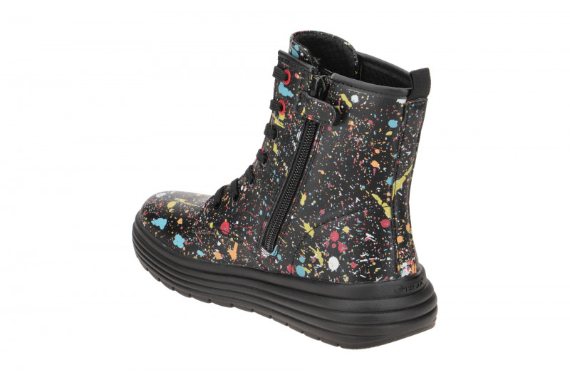 Geox Phaolae Kinder Stiefel Schuhe schwarz bunt Kleckse