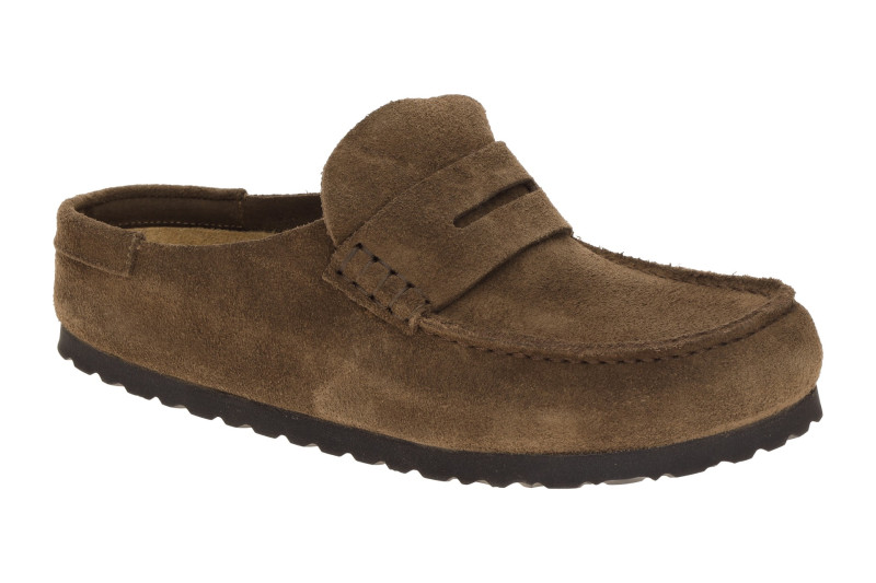 Birkenstock Naples Wrapped Mokassin Clog Pantolette braun Schmal-Weit