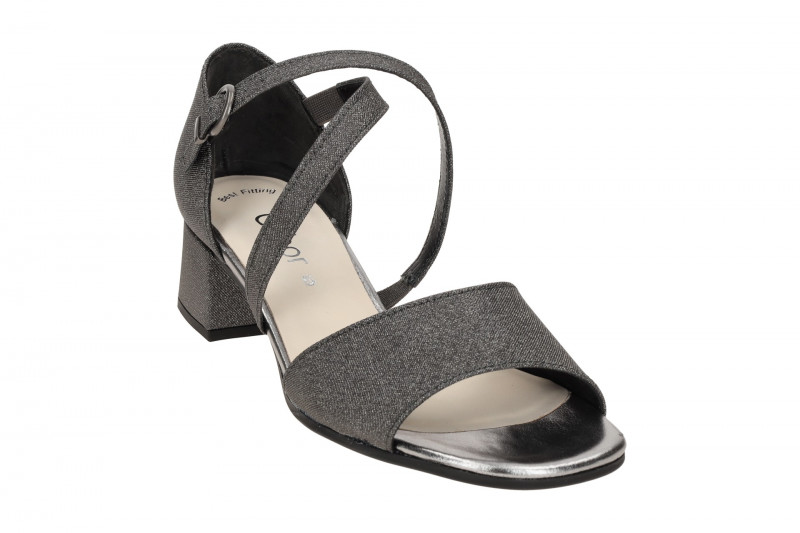 Gabor Kreuz Riemchen Sandalette grau Schimmer 41.760.69